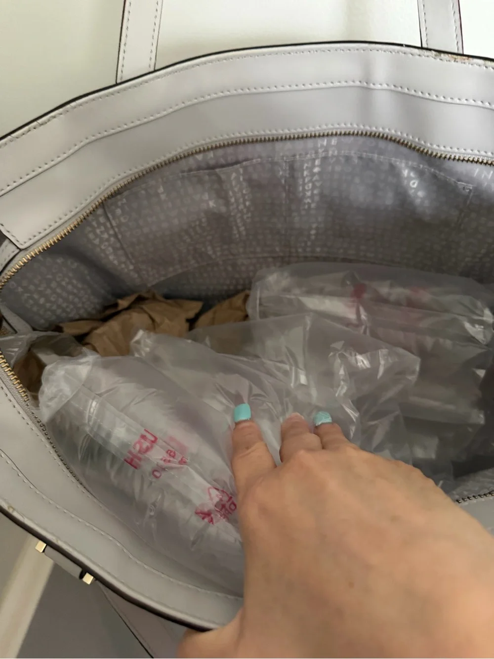 kate spade Light Gray Tote with Gold Hardware